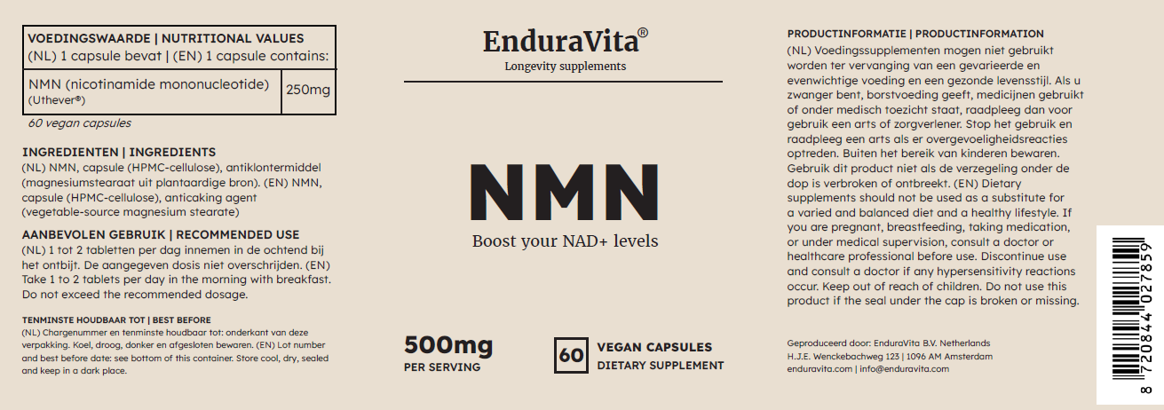 NMN 60x250mg - 99,8% zuiverheid